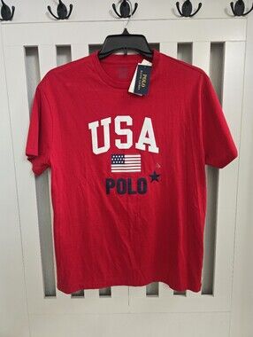 Brand New Ralph Lauren Polo T-Shirt Collection Red USA Flag Mens Size Medium